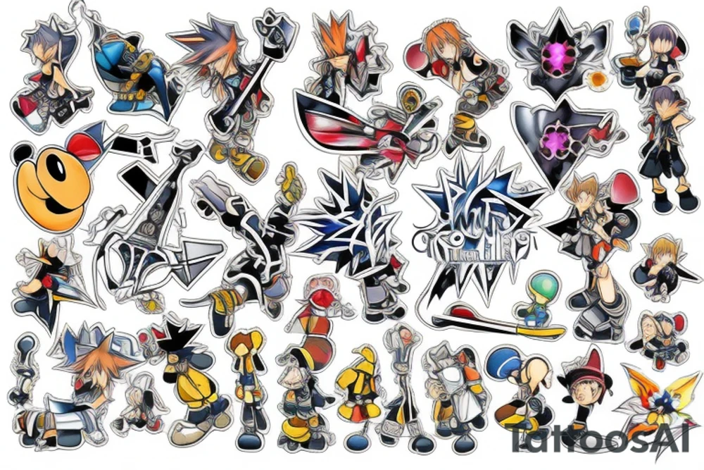kingdom hearts with color tattoo idea