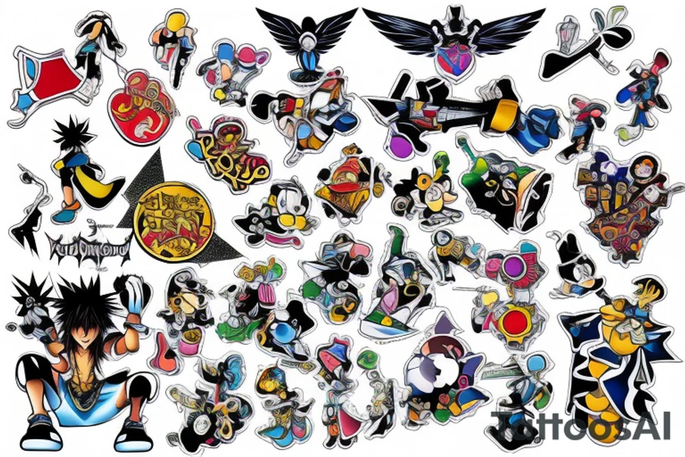 kingdom hearts with color tattoo idea