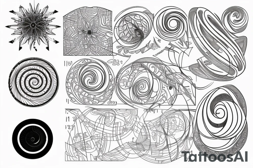 1.6180339, Fibonacci, phi, geometric, spiral, golden ratio, math tattoo idea