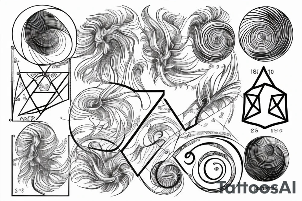 1.6180339, Fibonacci, phi, geometric shapes, spiral, golden ratio, math tattoo idea