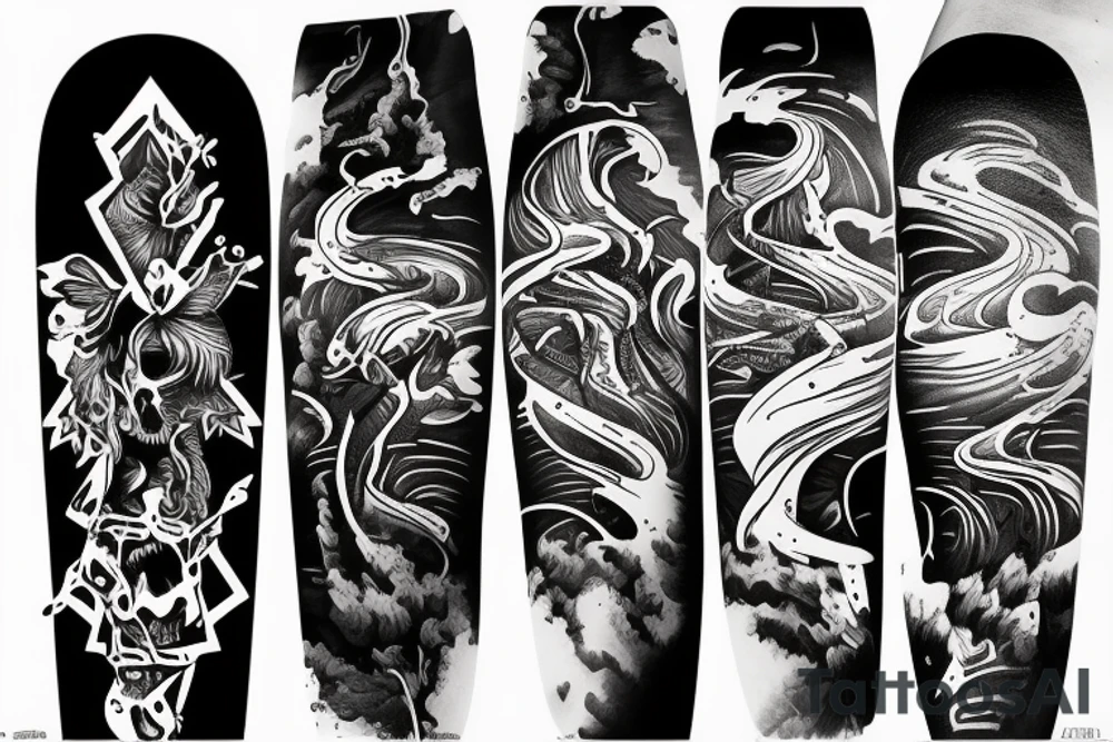 snowboard freeride in powder conditions as a fine line tattoo tattoo idea