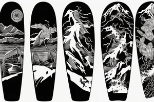 snowboard freeride in powder conditions as a fine line tattoo tattoo idea