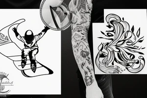 snowboard in powder tattoo idea