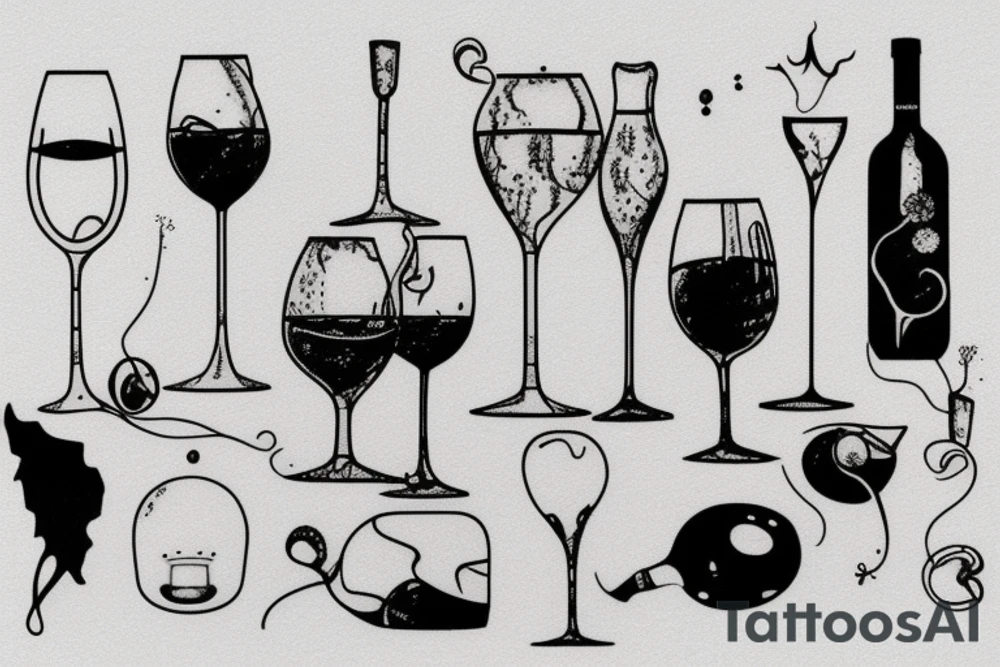 glass of wine tattoo idea