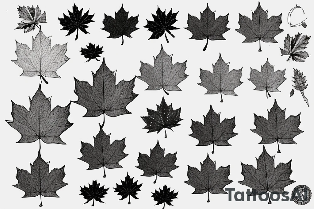 boy holding maple leaf tattoo idea