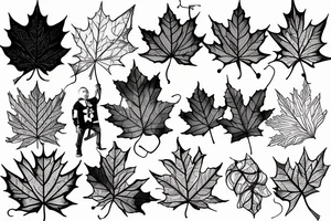 boy holding maple leaf tattoo idea