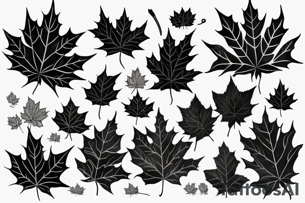 boy holding maple leaf tattoo idea