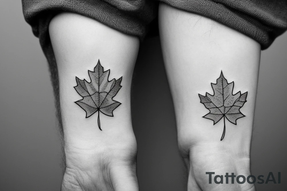 boy holding maple leaf tattoo idea