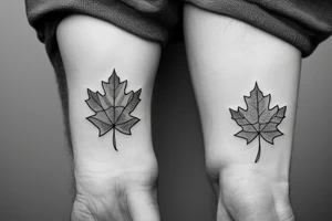 boy holding maple leaf tattoo idea