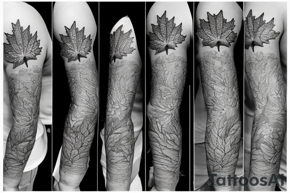 boy holding maple leaf tattoo idea