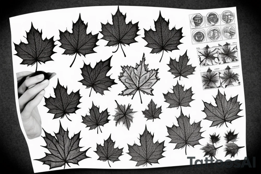 boy holding maple leaf tattoo idea