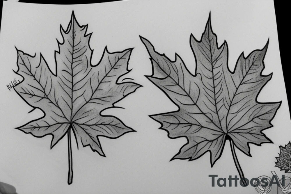 boy holding maple leaf tattoo idea