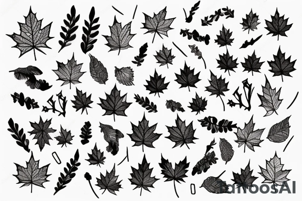 boy holding maple leaf tattoo idea