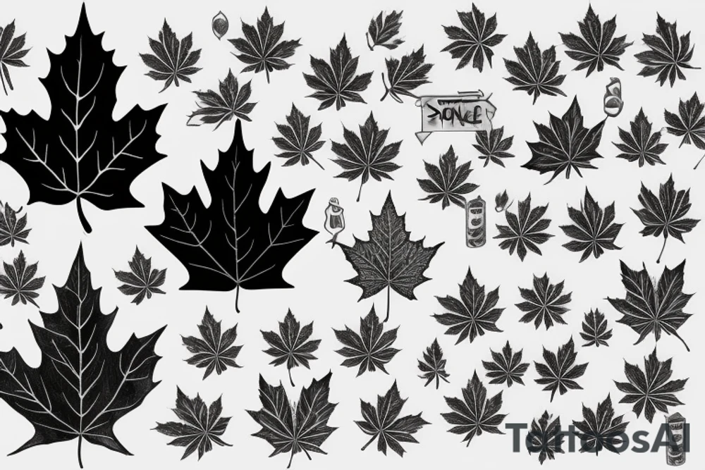 boy holding maple leaf tattoo idea