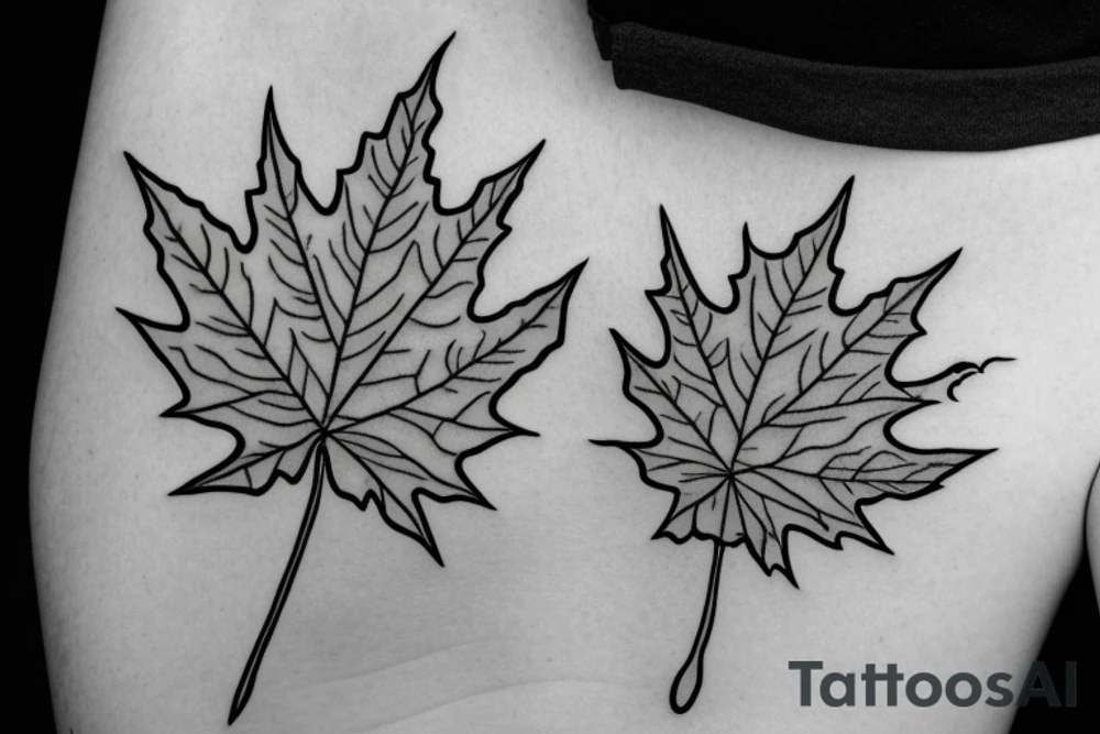 boy holding maple leaf tattoo idea
