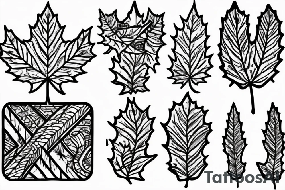 boy holding maple leaf tattoo idea