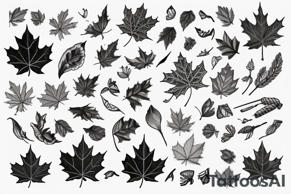 boy holding maple leaf tattoo idea