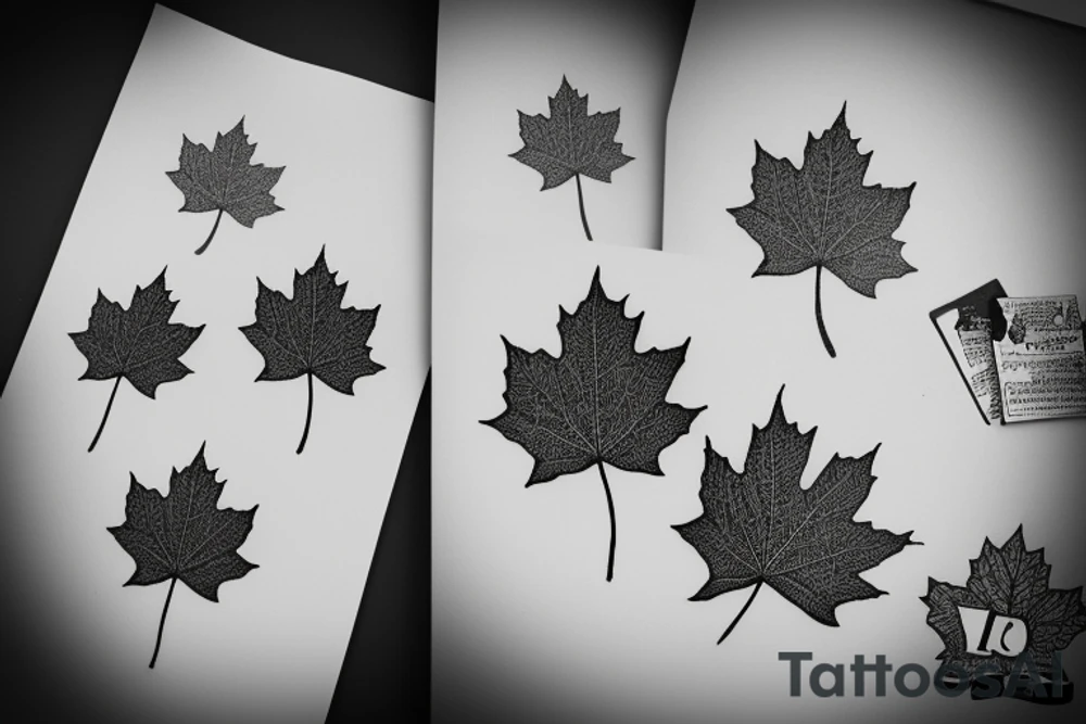 boy holding maple leaf tattoo idea