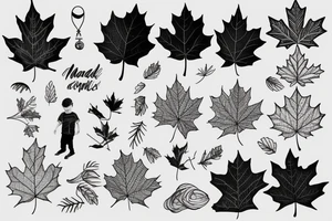 boy holding maple leaf tattoo idea