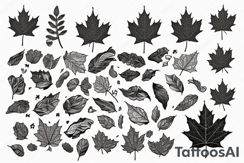 boy holding maple leaf tattoo idea