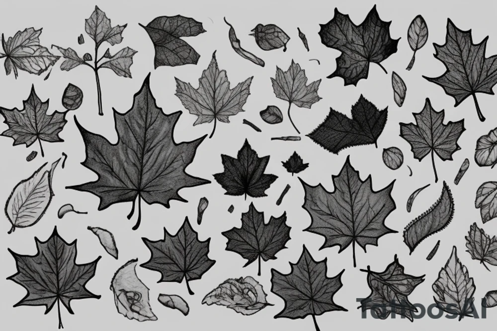 boy holding maple leaf tattoo idea
