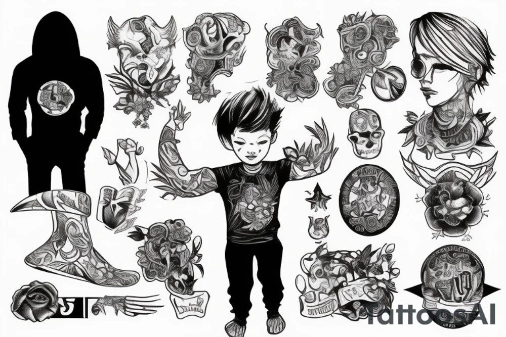 boy holding something tattoo idea