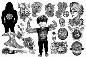 boy holding something tattoo idea