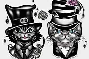 A cat with a mafia hat on tattoo idea