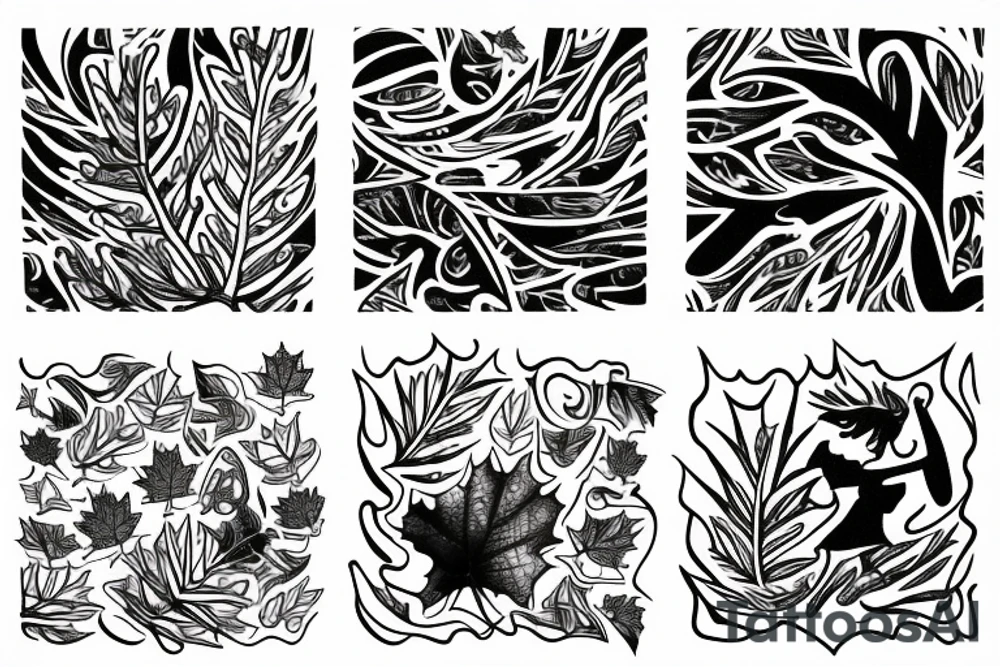 little boy holding maple leaf tattoo idea