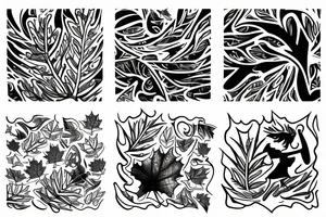 little boy holding maple leaf tattoo idea