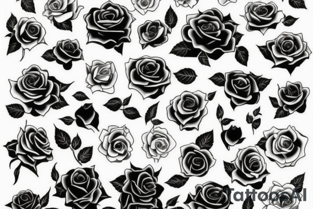 Full roses design flat tattoo idea