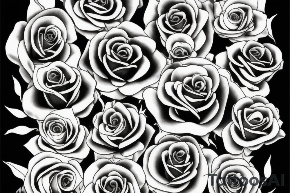 Full roses design flat tattoo idea