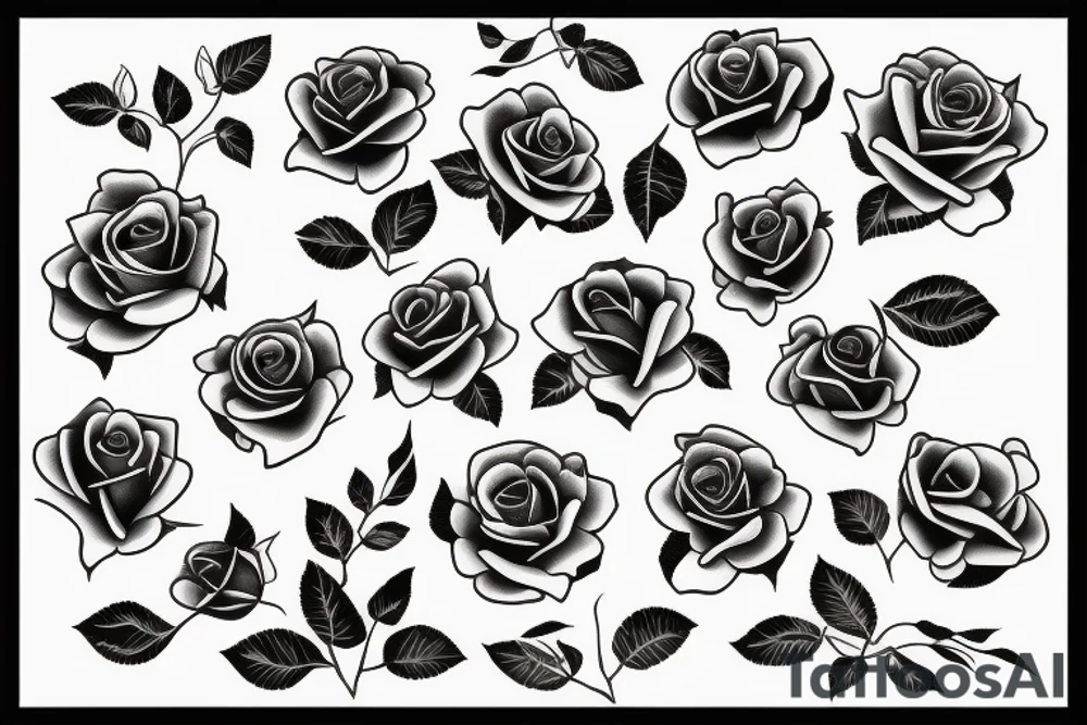 Full roses design flat tattoo idea