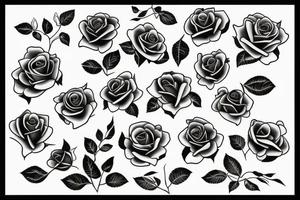Full roses design flat tattoo idea