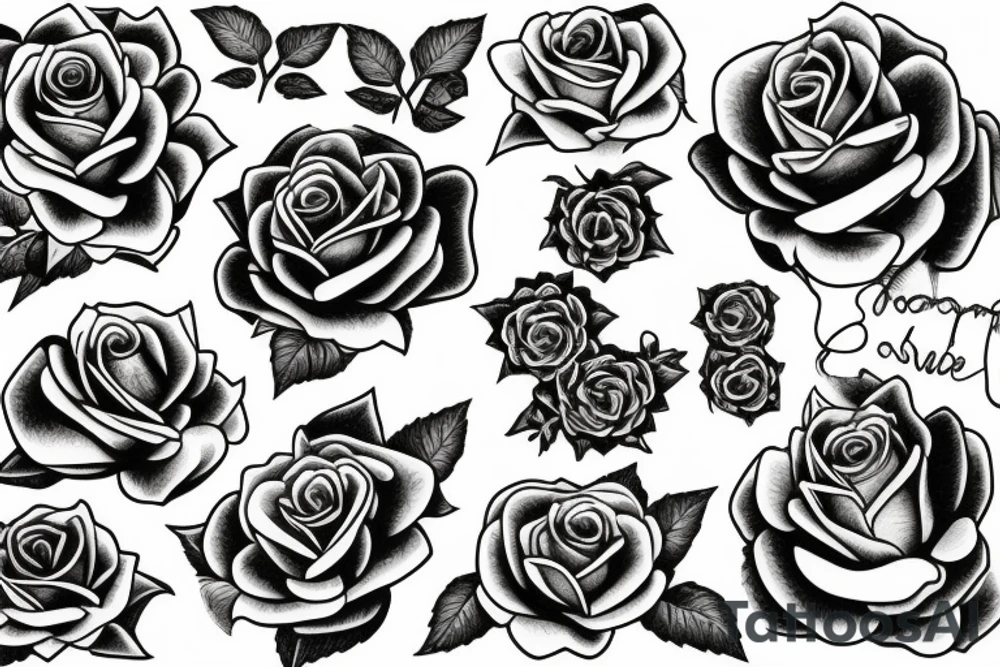 Full roses design flat tattoo idea