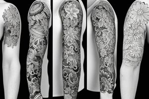 Full sleeve jewelry with florals tattoo idea