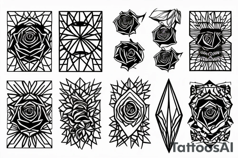 Geometrical rose design tattoo idea