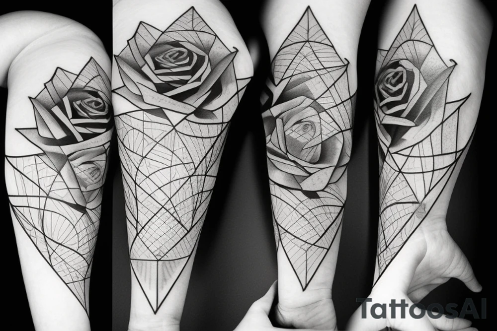 Geometrical rose design tattoo idea