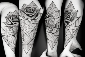 Geometrical rose design tattoo idea