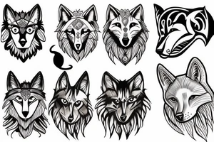 Wolf and cat tattoo idea