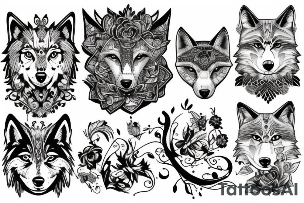 Wolf and cat tattoo idea