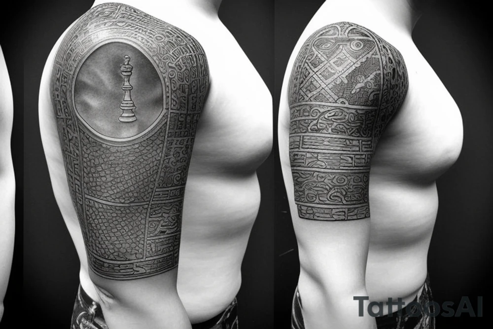 Pawn chess piece looking in mirror at King chess piece tattoo idea