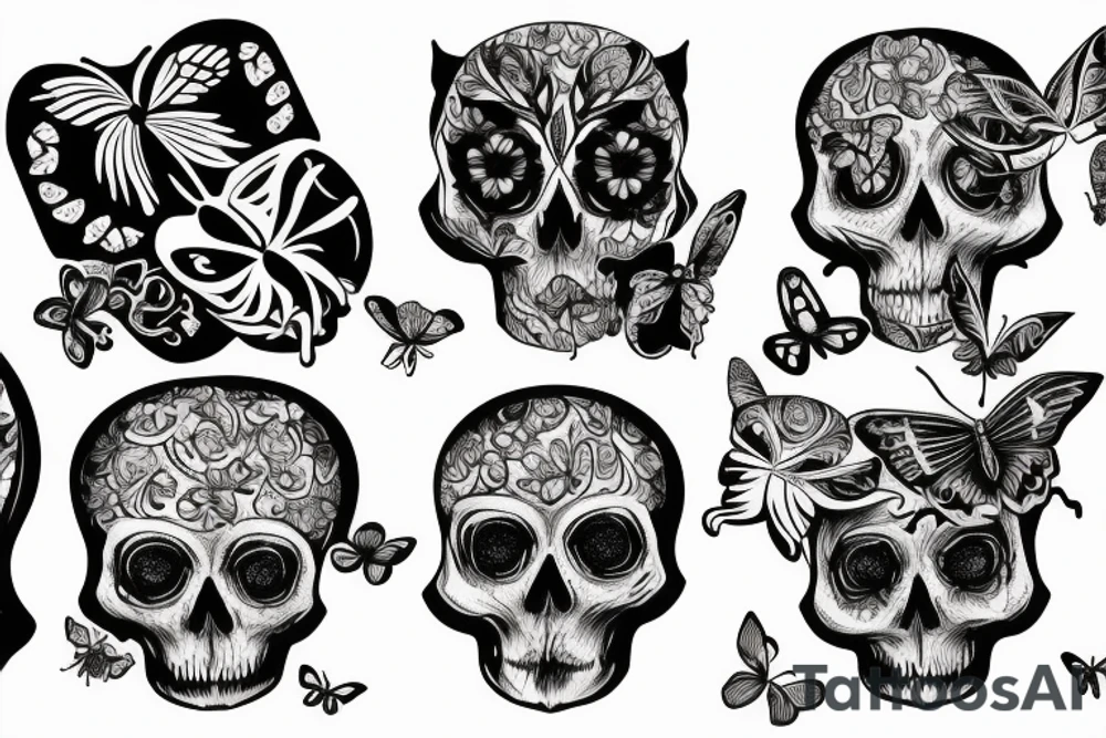 Butterfly skull tattoo idea