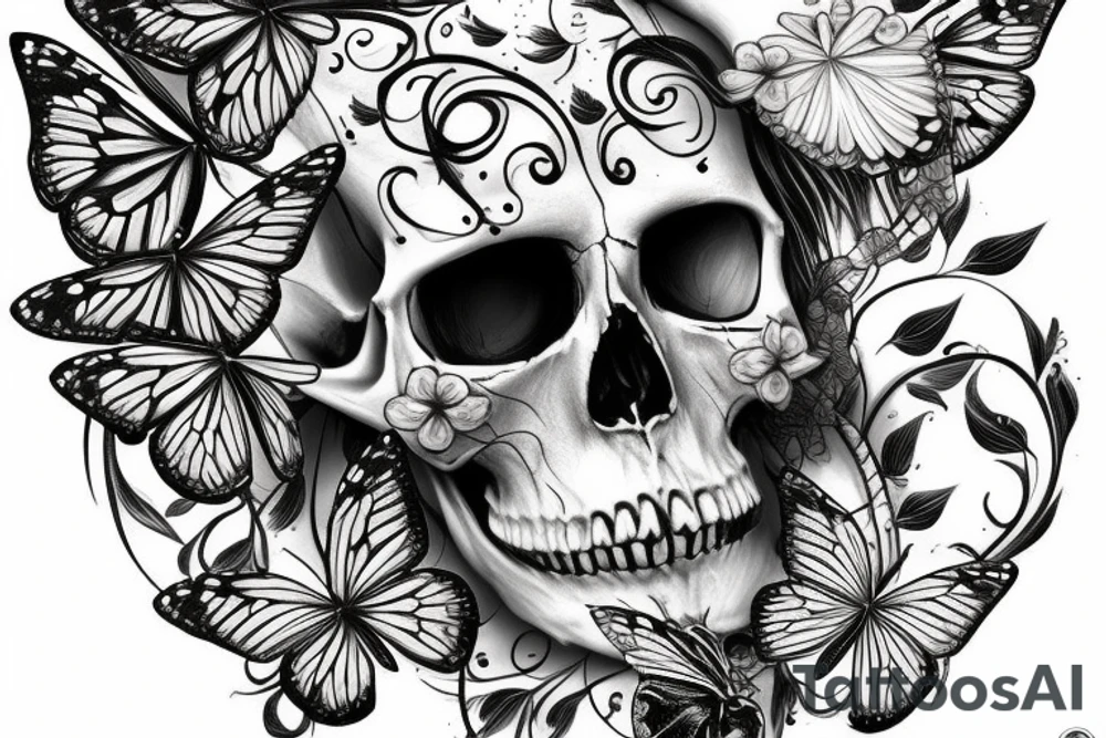 Butterfly skull tattoo idea