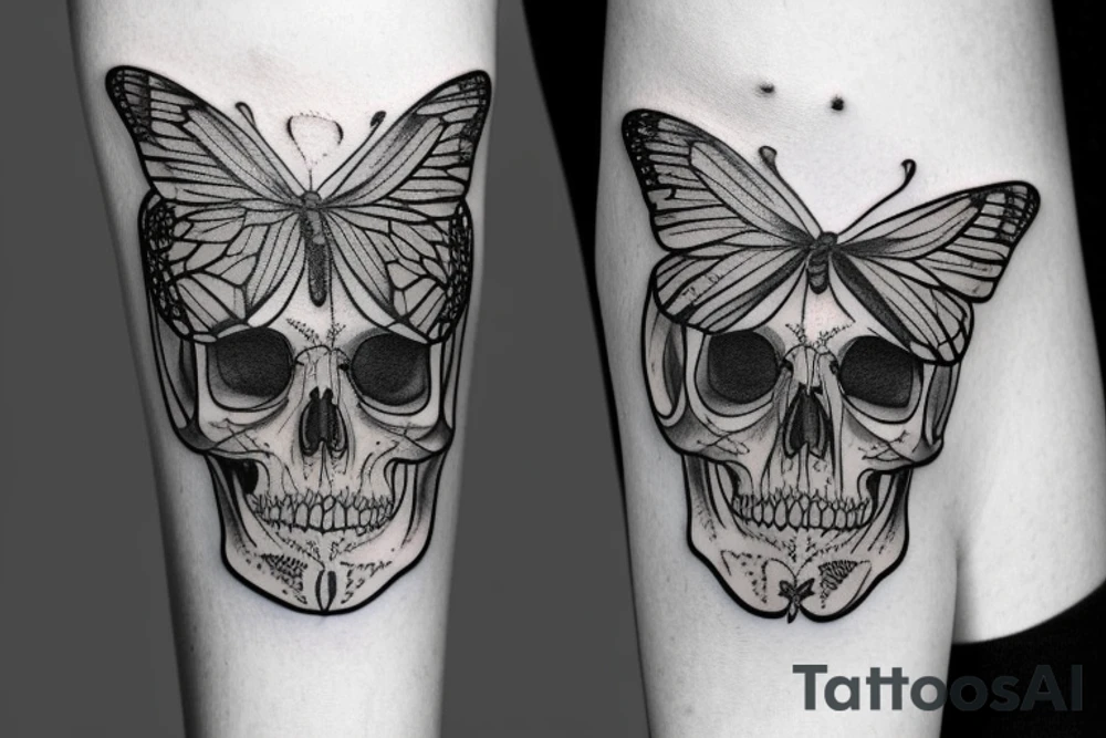 Butterfly skull tattoo idea