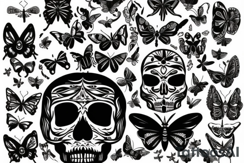 Butterfly skull tattoo idea