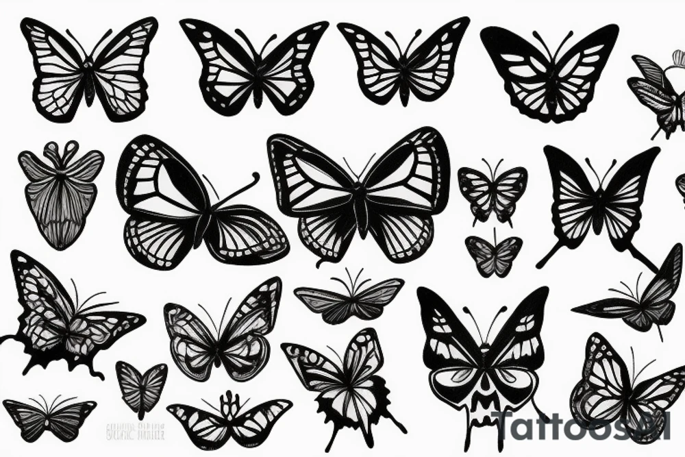 Butterfly skull tattoo idea
