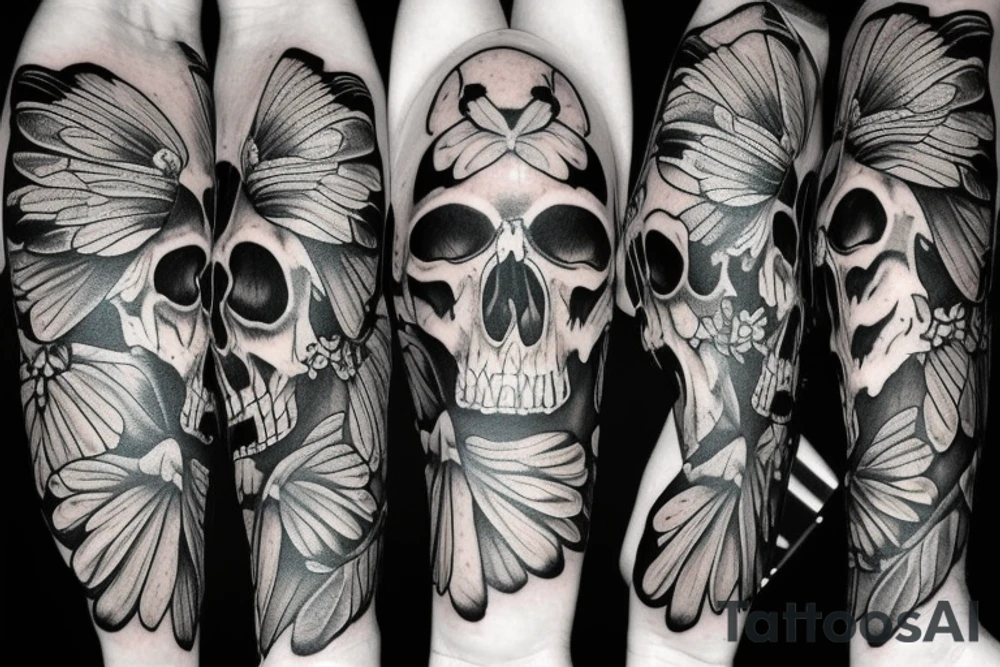 Butterfly skull tattoo idea