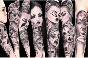 Demonic women arm sleeve tattoo idea