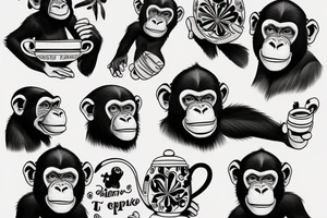 A chimpanzee tea party tattoo idea